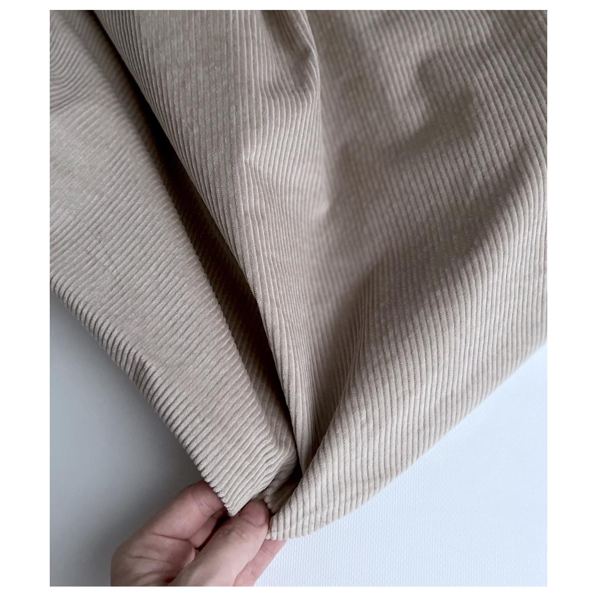 Velours à côtes coton organique coloris beige  - 2