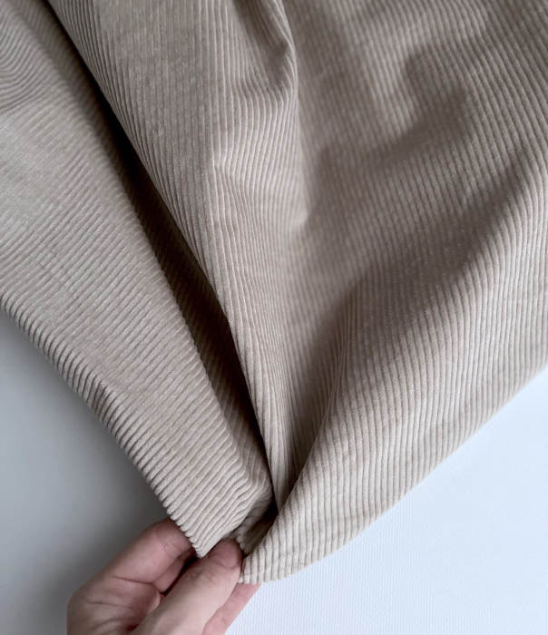 Velours à côtes coton organique coloris beige  - 2