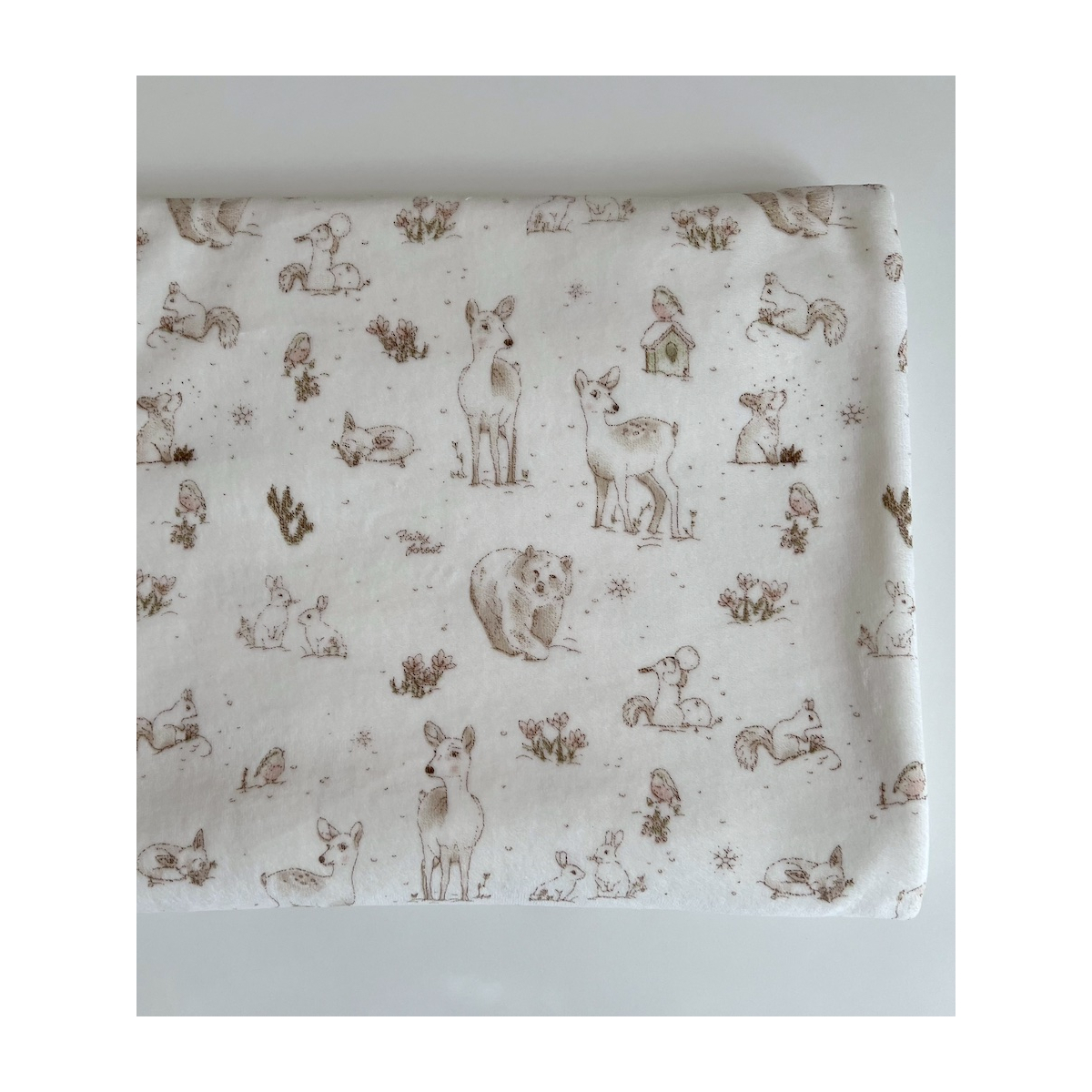 Robin - Velours de coton Nicky motif forêt tons beige Tissus issus de l'agriculture biologique  - 2