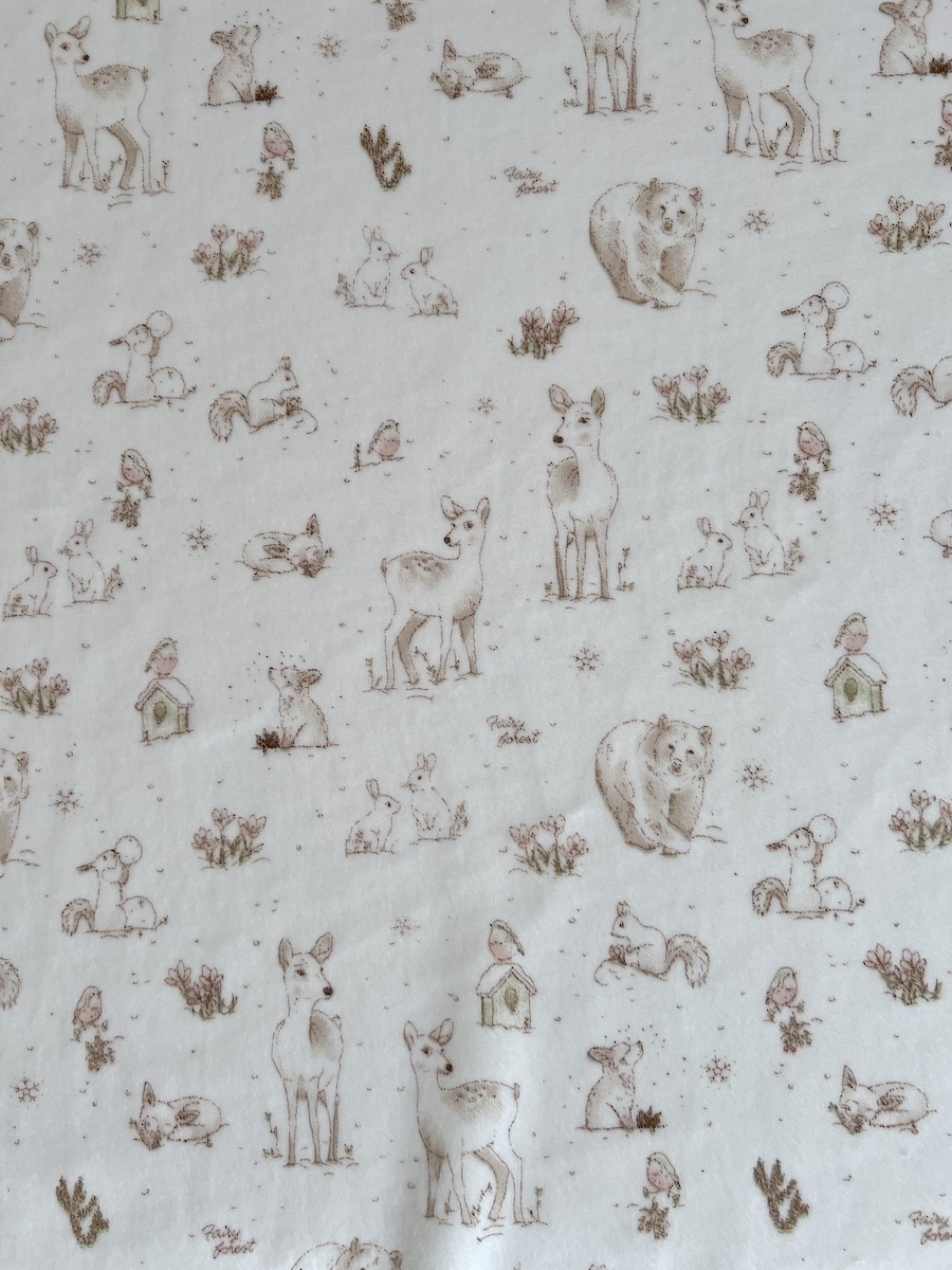 Robin - Velours de coton Nicky motif forêt tons beige Tissus issus de l'agriculture biologique  - 3