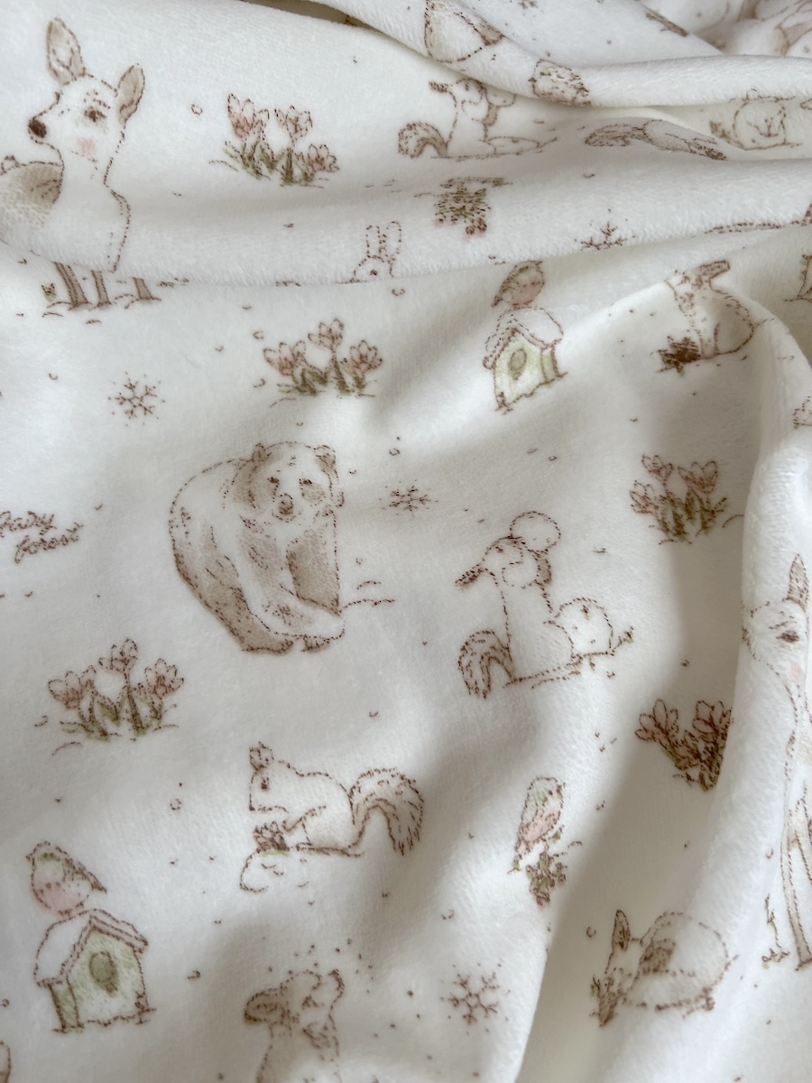 Robin - Velours de coton Nicky motif forêt tons beige Tissus issus de l'agriculture biologique  - 6