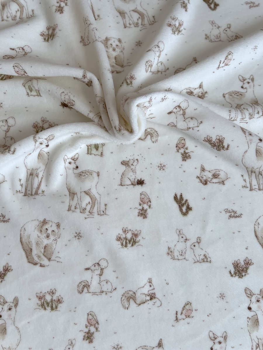 Robin - Velours de coton Nicky motif forêt tons beige Tissus issus de l'agriculture biologique  - 7