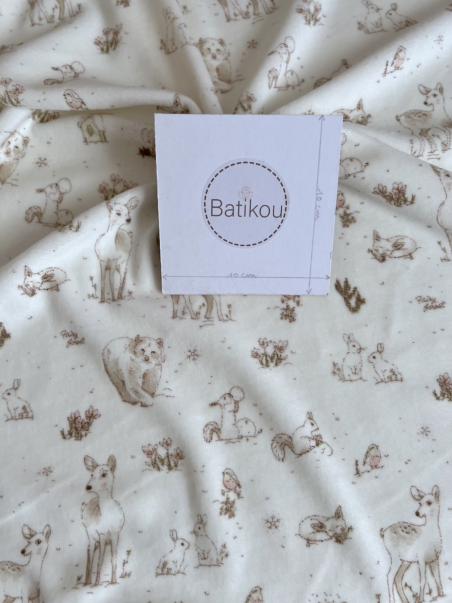 Robin - Velours de coton Nicky motif forêt tons beige Tissus issus de l'agriculture biologique  - 8