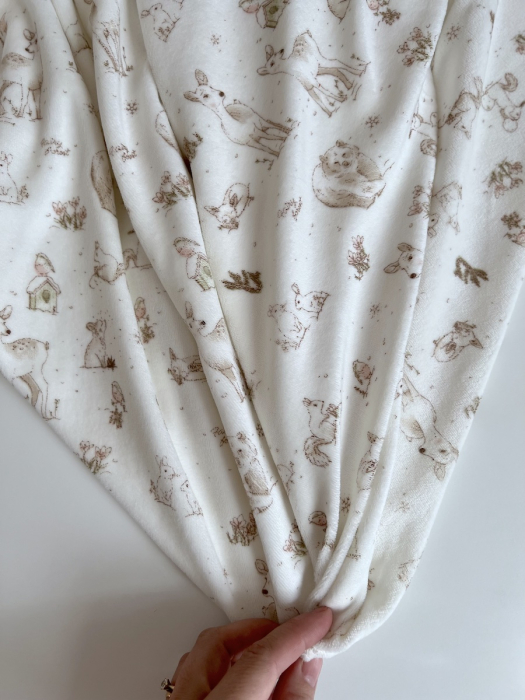 Robin - Velours de coton Nicky motif forêt tons beige Tissus issus de l'agriculture biologique  - 10