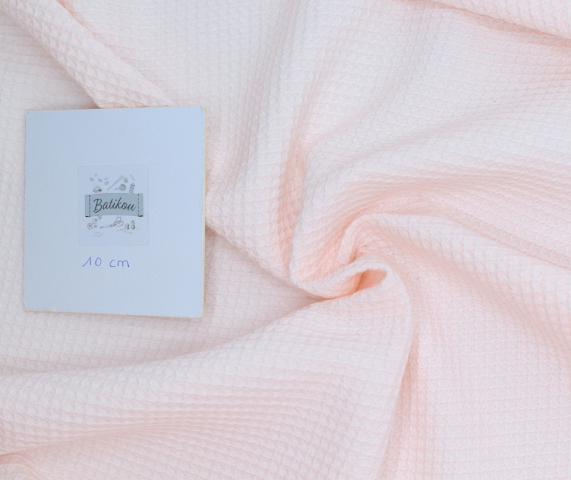 Coton BIO nid d'abeille coloris rose poudré