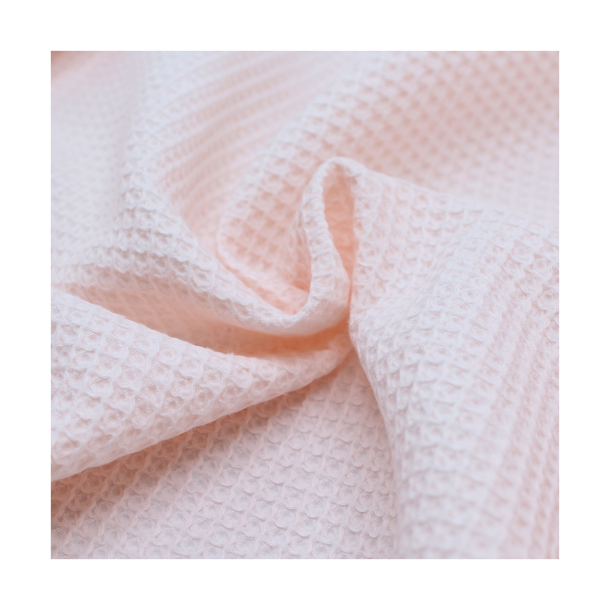 Coton BIO nid d'abeille coloris rose poudré