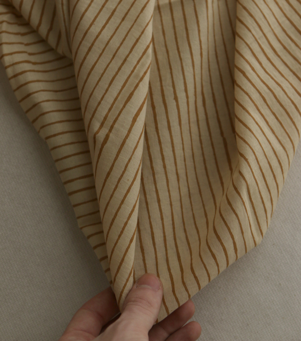 Tissu indien coton hand block traditionnel rayures