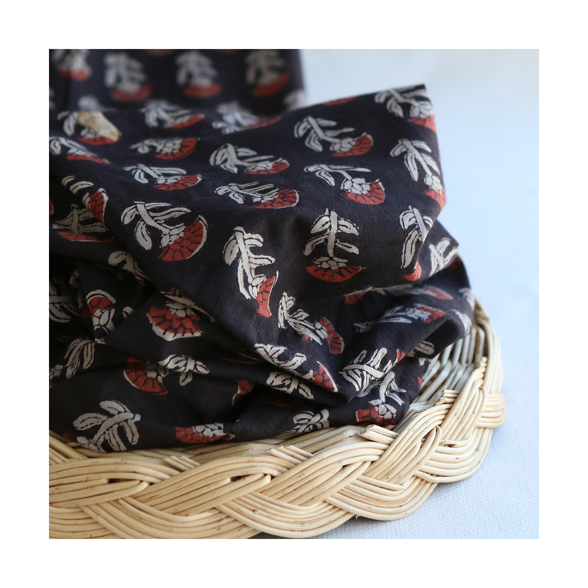 Saira B - Tissu indien en coton imprimé main Hand Block Artisanal