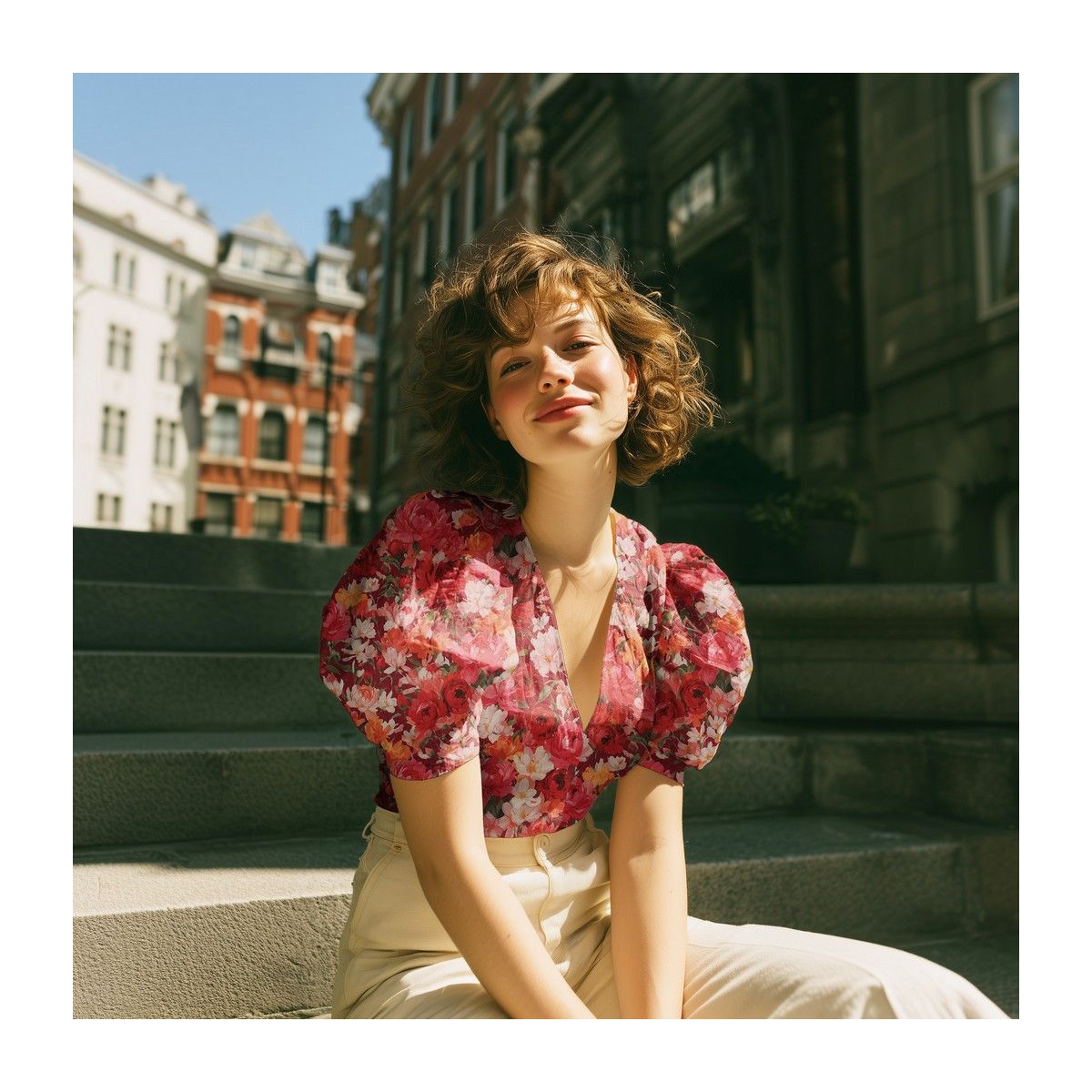 Dahlia - Batiste de coton douce à imprimé fleuri rouge profond