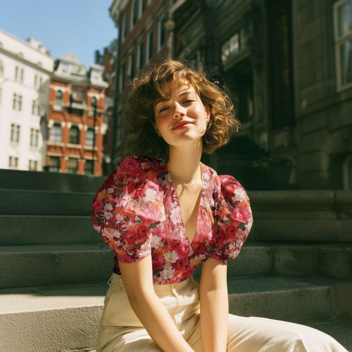 Dahlia - Batiste de coton douce à imprimé fleuri rouge profond