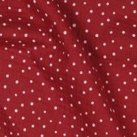 Double gaze de coton pois blanc fond rouge berry