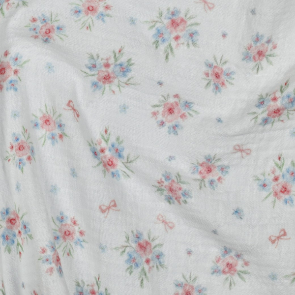 Tissu double gaze coton vendu mètre coupe Zoé coloris fleuri