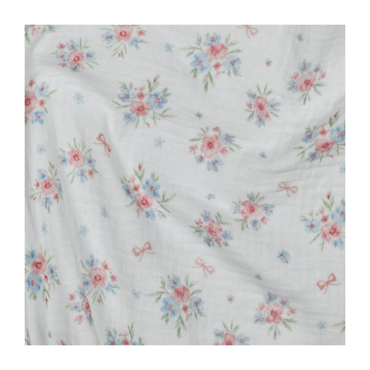 Tissu double gaze coton vendu mètre coupe Zoé coloris fleuri