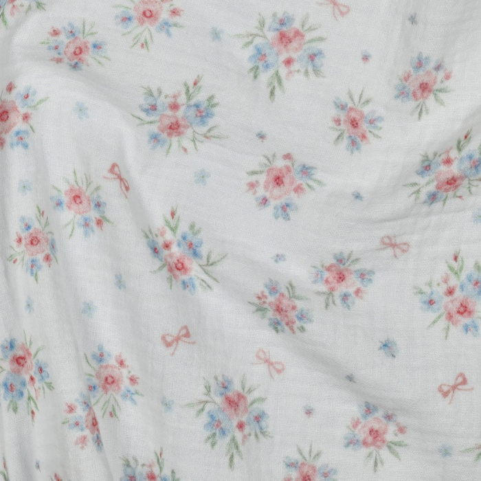 Tissu double gaze coton vendu mètre coupe Zoé coloris fleuri