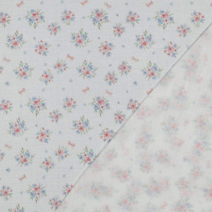 Tissu double gaze coton vendu mètre coupe Zoé coloris fleuri
