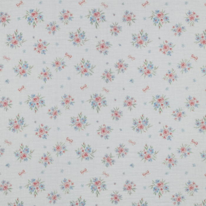 Tissu double gaze coton vendu mètre coupe Zoé coloris fleuri