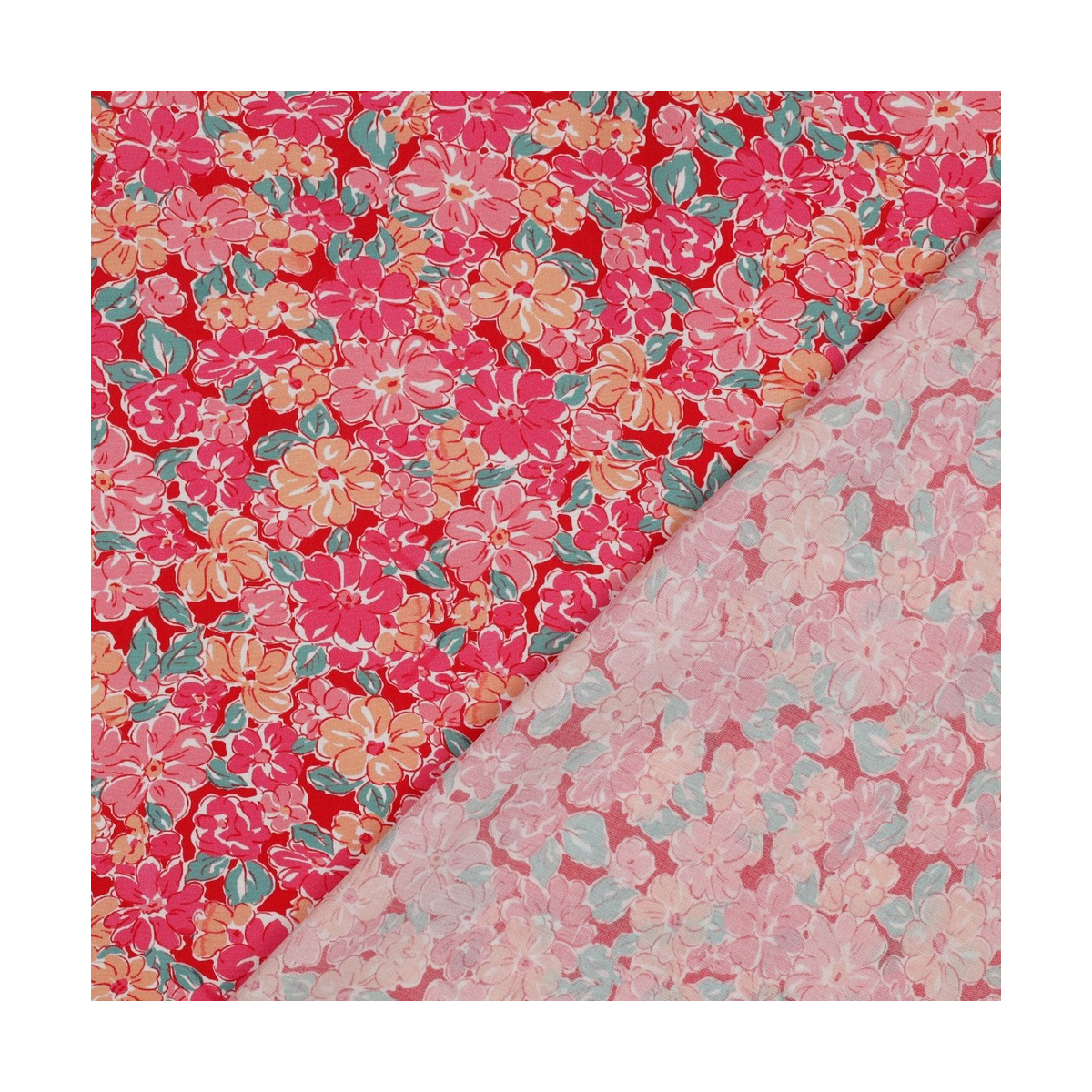 Evie - Viscose Ecovero imprimé fleuri fuschia