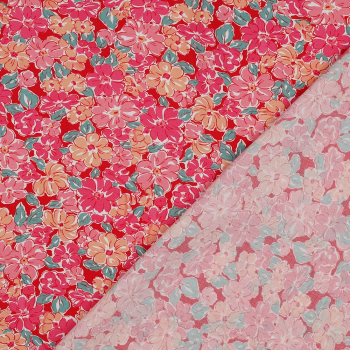 Evie - Viscose Ecovero imprimé fleuri fuschia