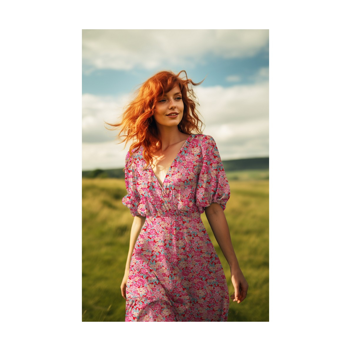 Evie - Viscose Ecovero imprimé fleuri fuschia