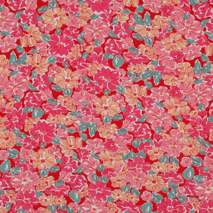 Evie - Viscose Ecovero imprimé fleuri fuschia