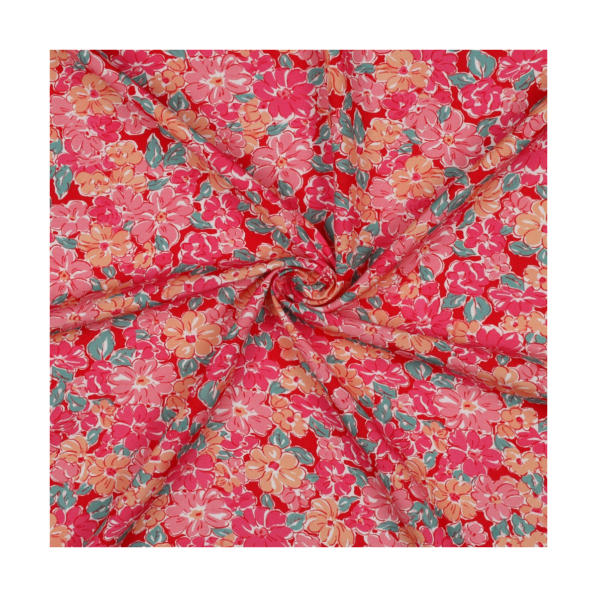 Evie - Viscose Ecovero imprimé fleuri fuschia