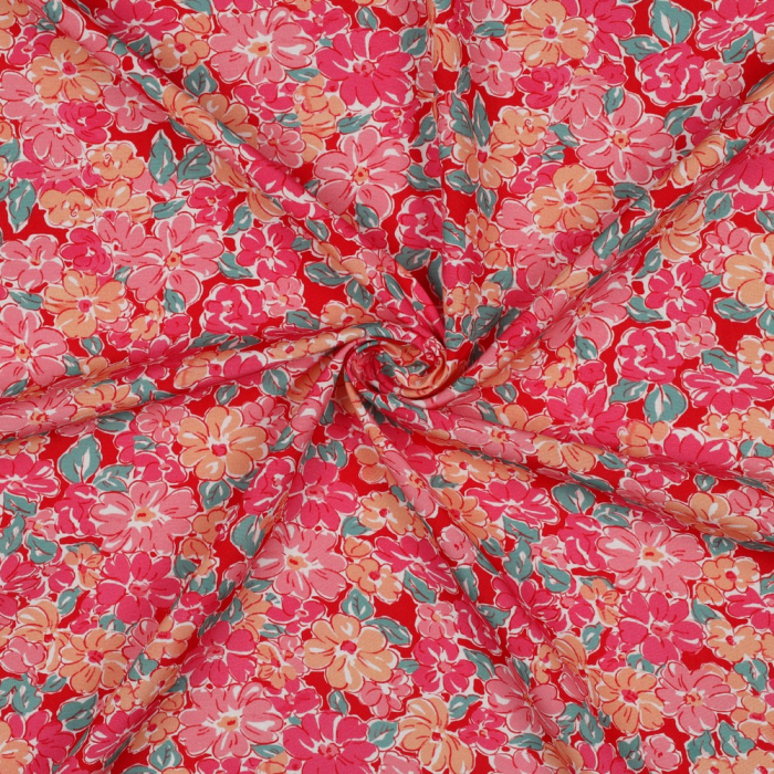 Evie - Viscose Ecovero imprimé fleuri fuschia