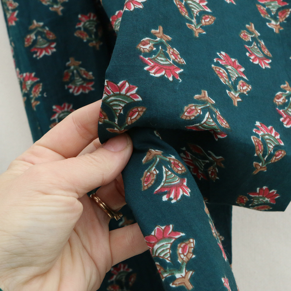 Tissu indien coton hand block traditionnel bleu canard 2