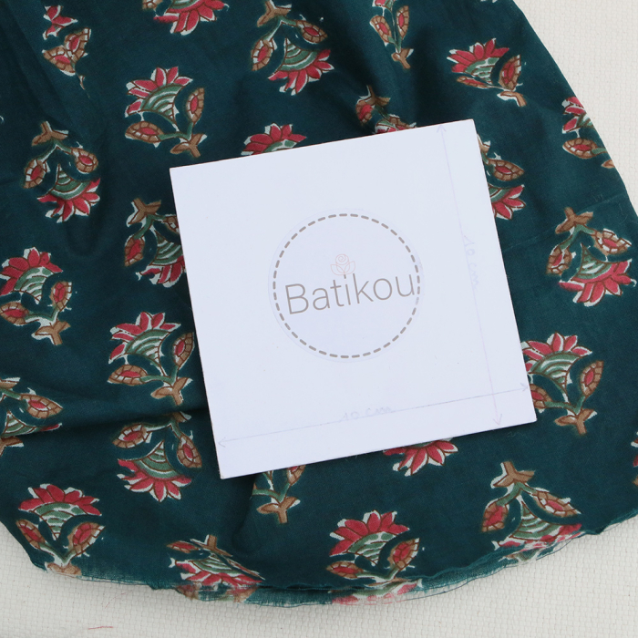 Tissu indien coton hand block traditionnel bleu canard