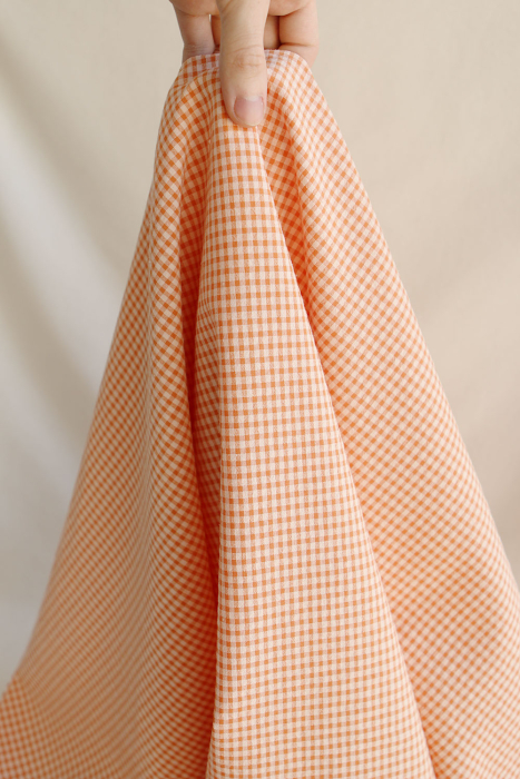 Seersucker / Coton gaufré mini vichy 3mm Carotte cake