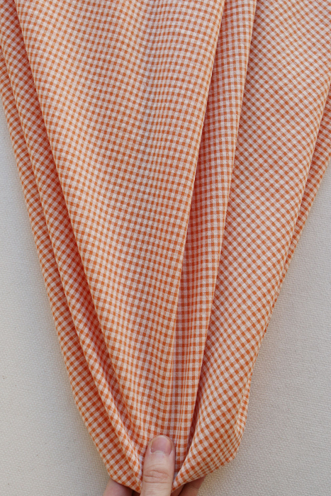 Seersucker / Coton gaufré mini vichy 3mm Carotte cake