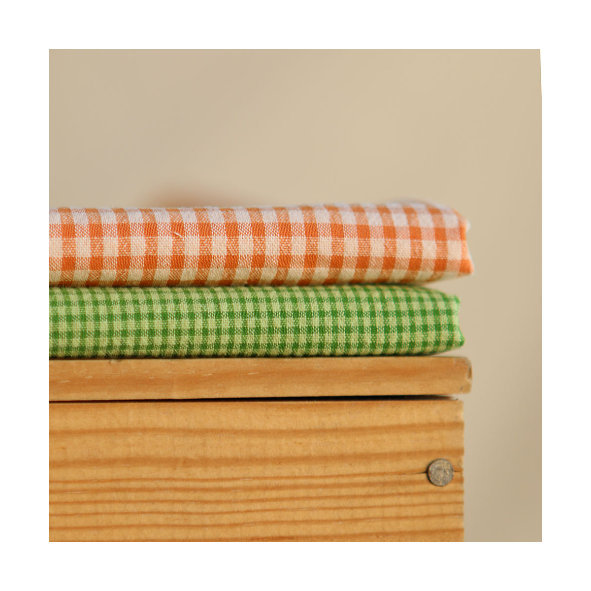 Seersucker / Coton gaufré mini vichy 3mm Carotte cake