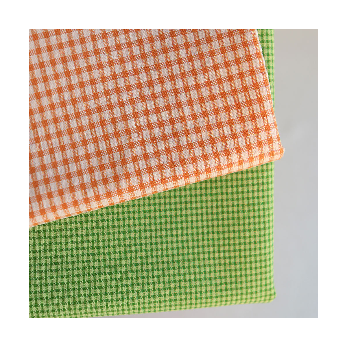 Seersucker / Coton gaufré mini vichy 3mm Carotte cake