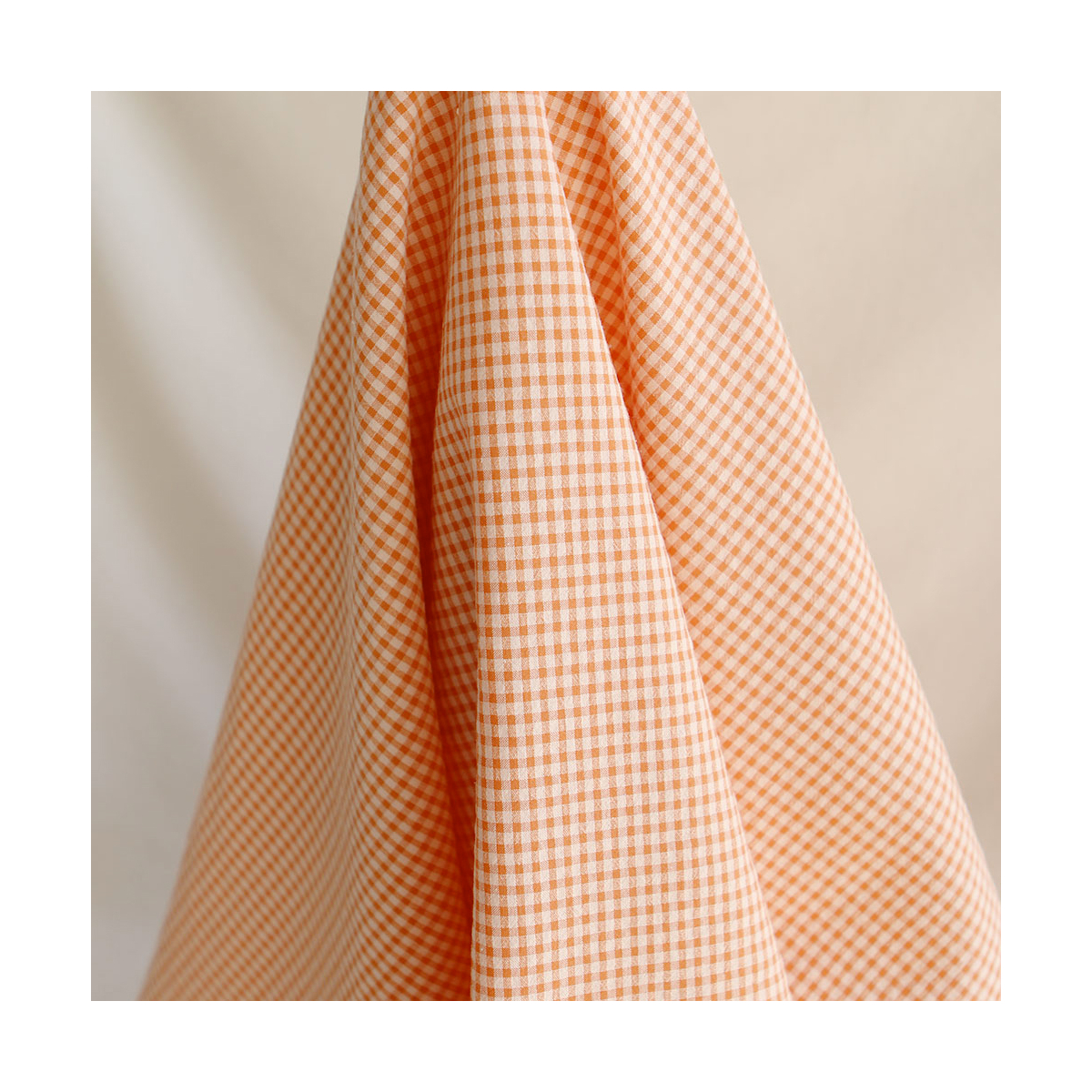 Seersucker / Coton gaufré mini vichy 3mm Carotte cake