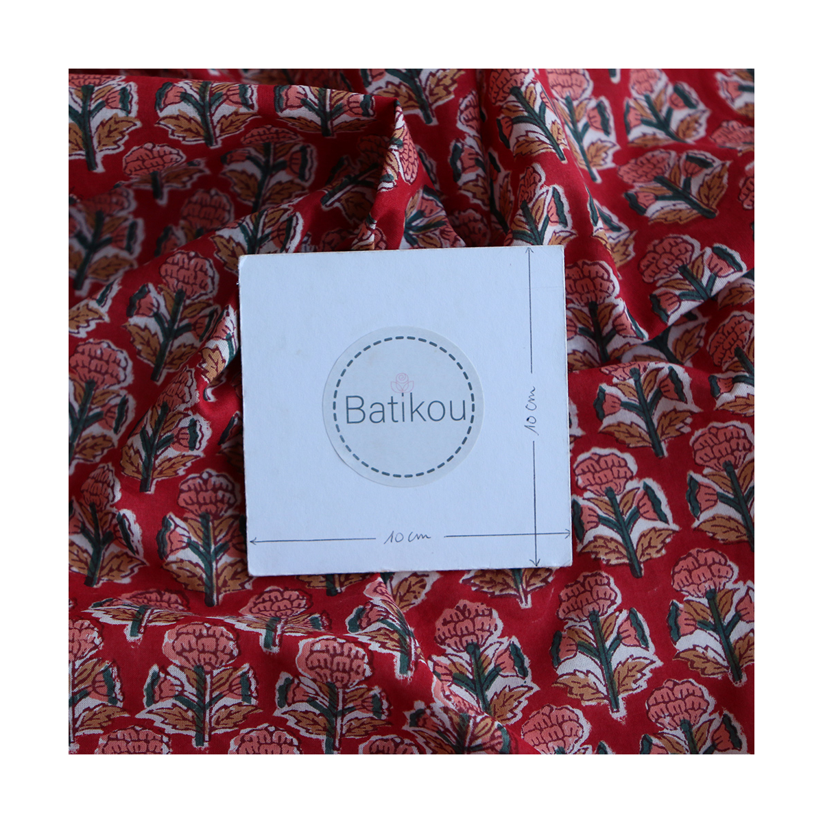 Chandra B - Tissu indien en coton imprimé main Hand Block Artisanal