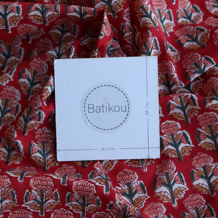 Chandra B - Tissu indien en coton imprimé main Hand Block Artisanal