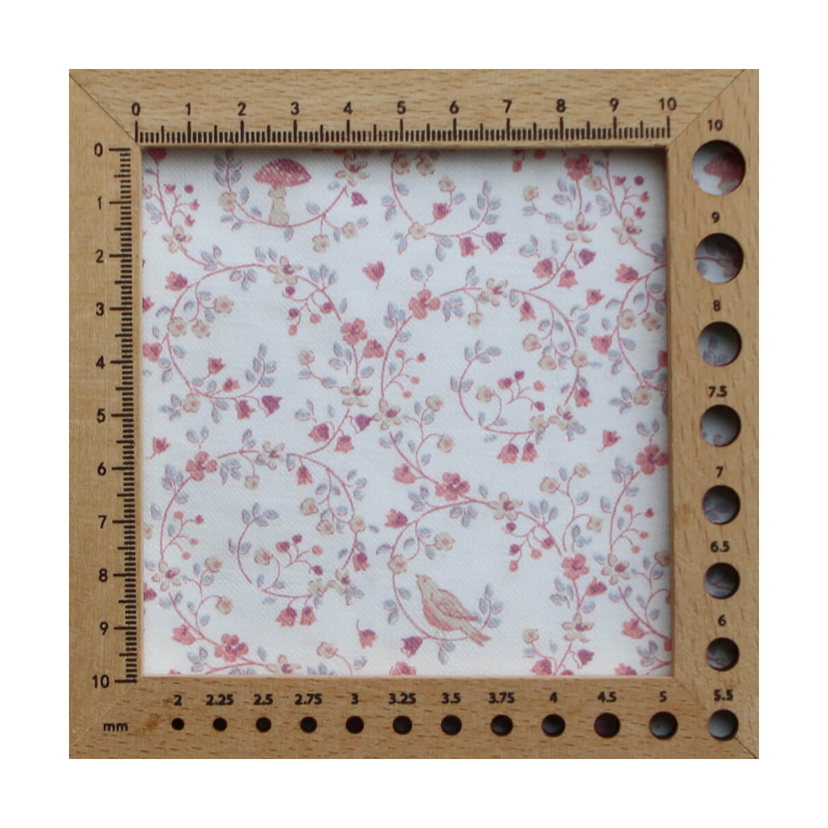 Plume - Tissu sergé de coton imprimé fleuri et oiseaux rose