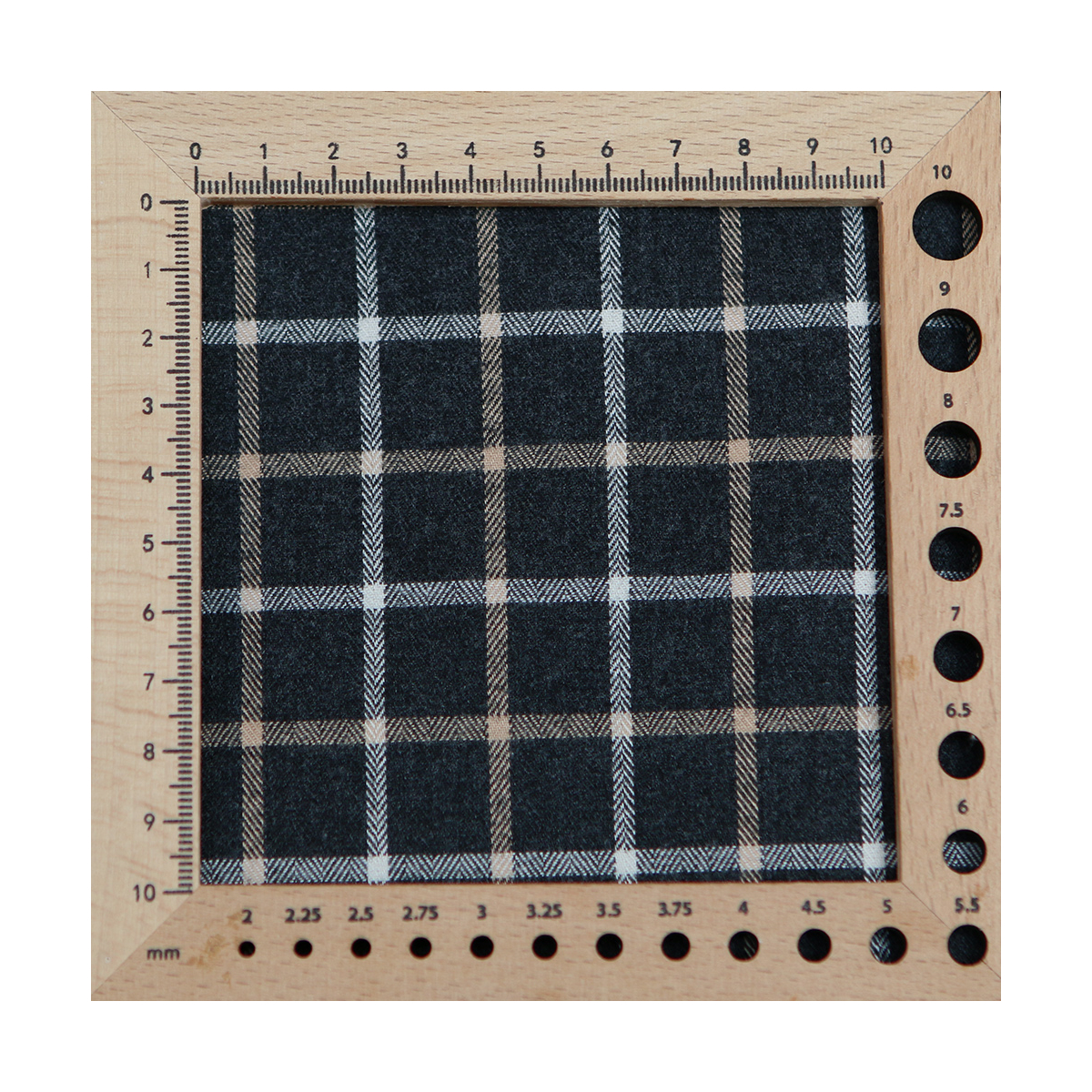 Blake - Coton gratté organique quadrillage écru et crème fond anthracite