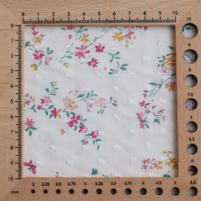 Coline - Plumetis de coton imprimé fleuri menthe et rose