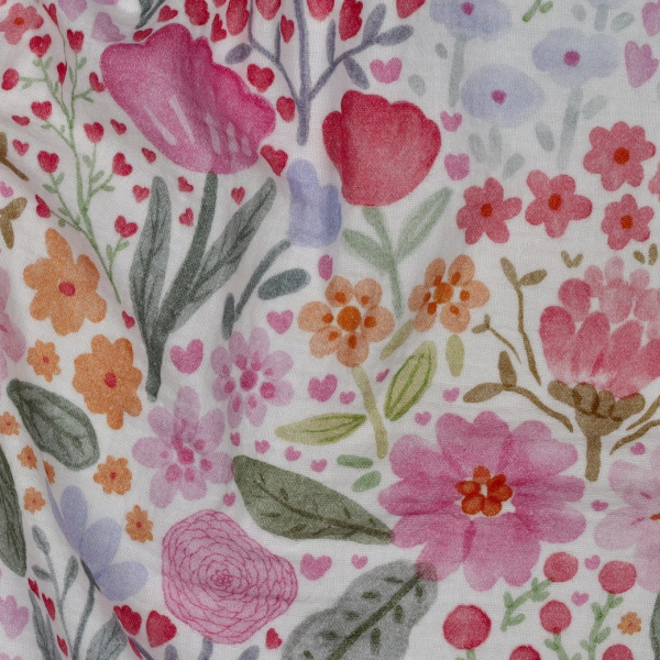 Tissu double gaze coton vendu mètre coupe Alina coloris fleuri fruité 2