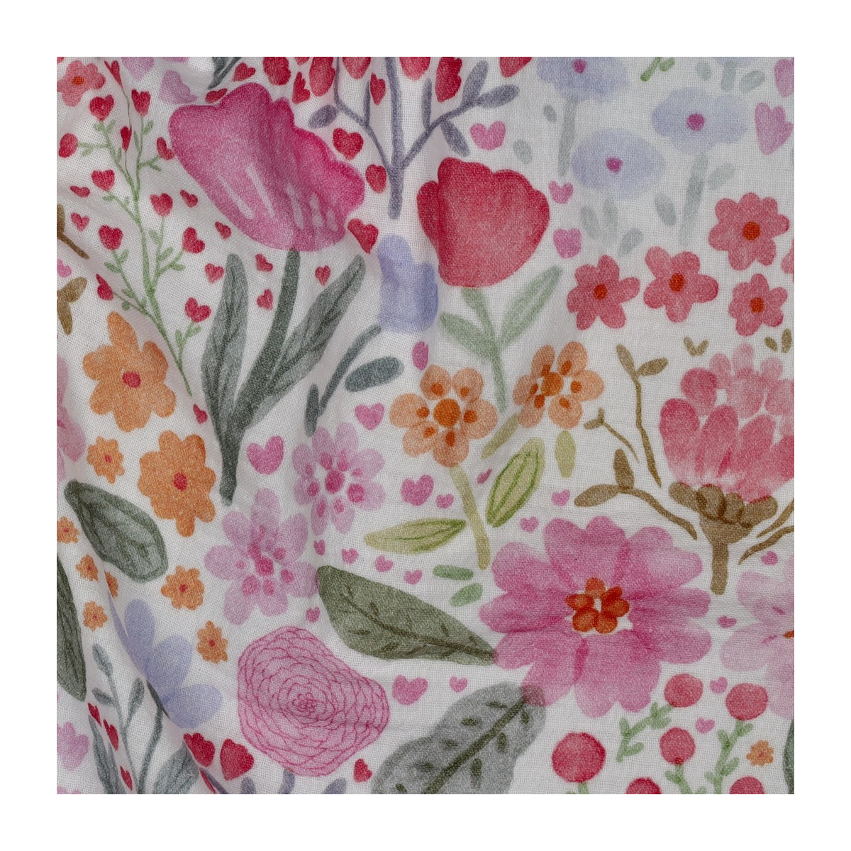 Tissu double gaze coton vendu mètre coupe Alina coloris fleuri fruité