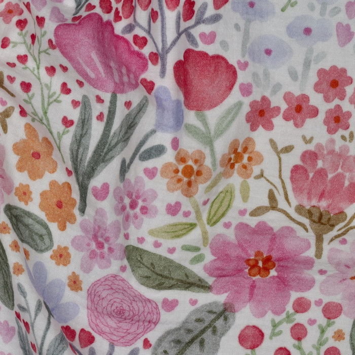 Tissu double gaze coton vendu mètre coupe Alina coloris fleuri fruité