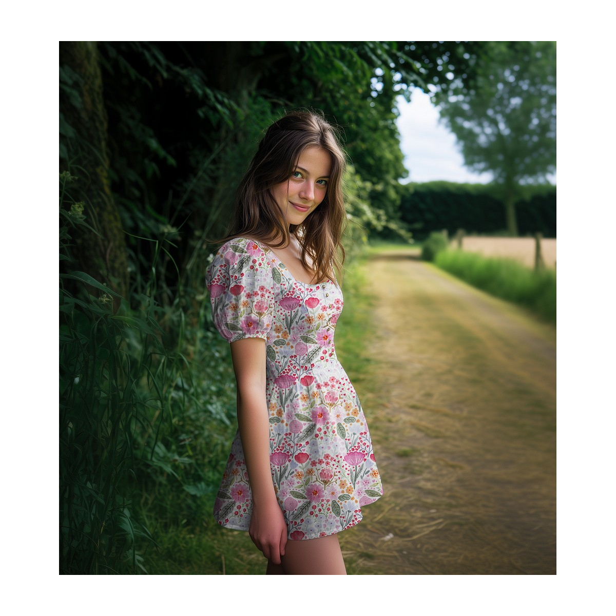 Tissu double gaze coton vendu mètre coupe Alina coloris fleuri fruité