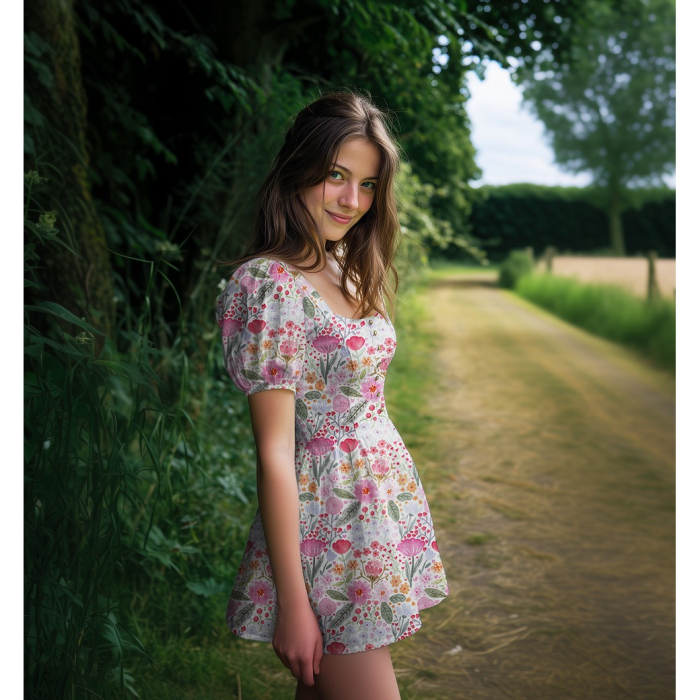 Tissu double gaze coton vendu mètre coupe Alina coloris fleuri fruité