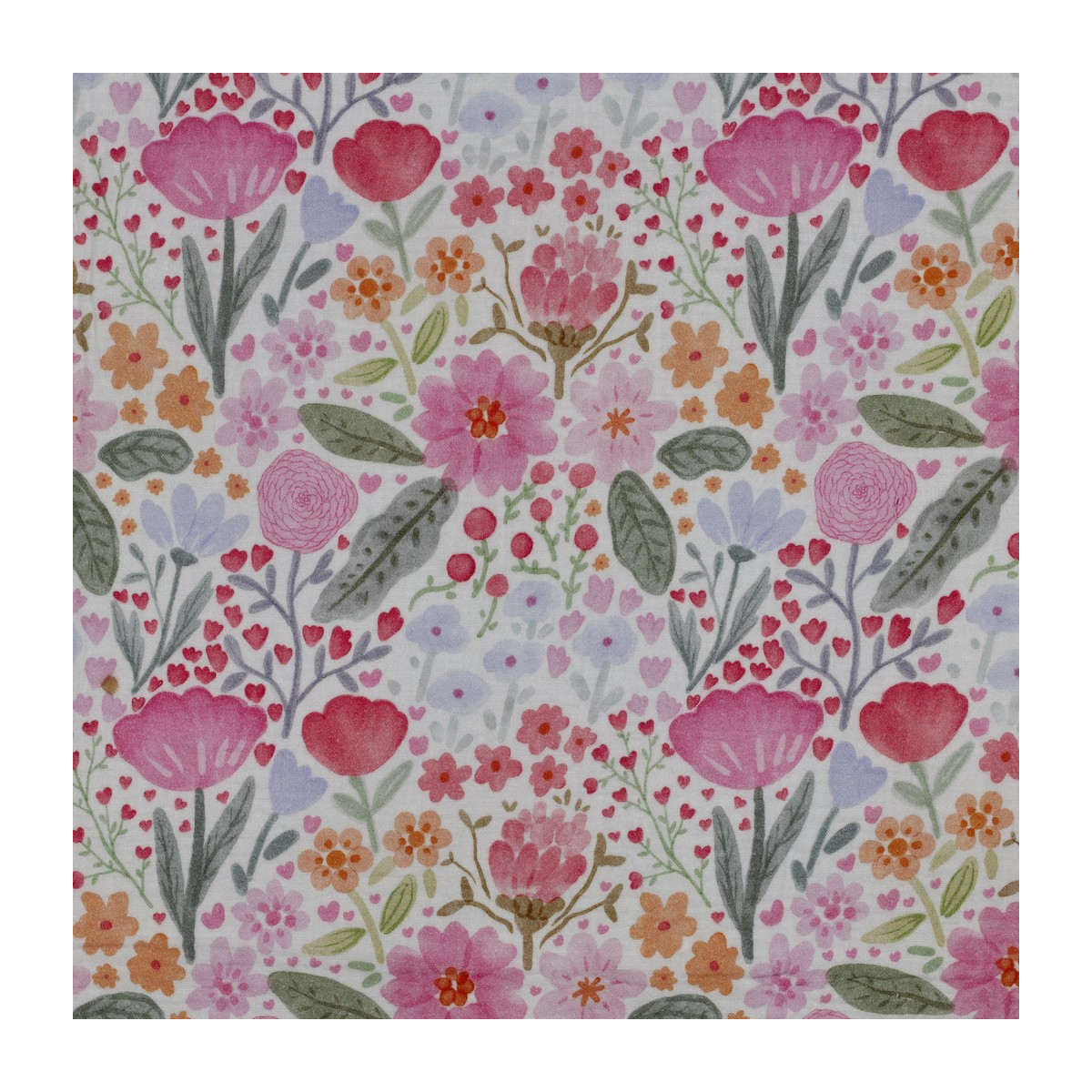 Tissu double gaze coton vendu mètre coupe Alina coloris fleuri fruité