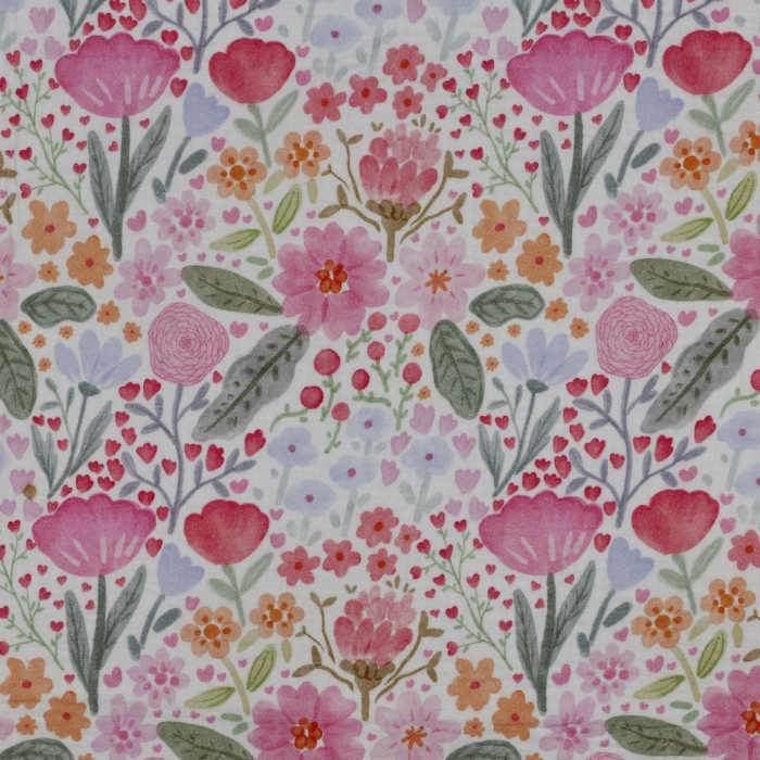 Tissu double gaze coton vendu mètre coupe Alina coloris fleuri fruité