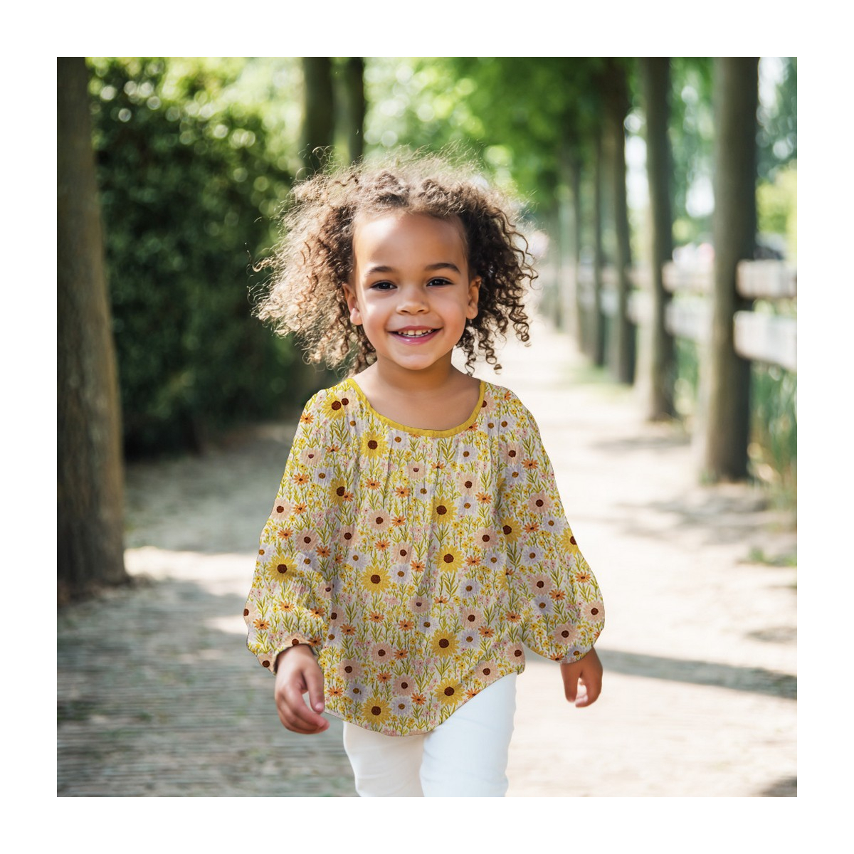 Tissu double gaze coton vendu mètre coupe Calista champêtre fleuri jaune