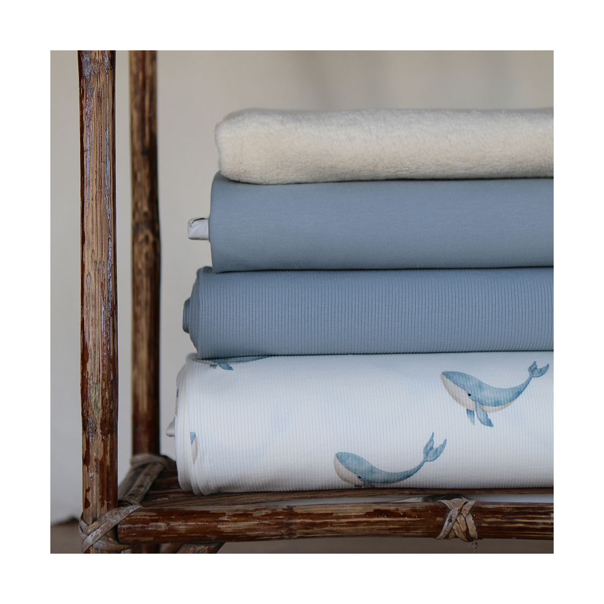 French terry bouclettes coton / sweat coloris bleu orage