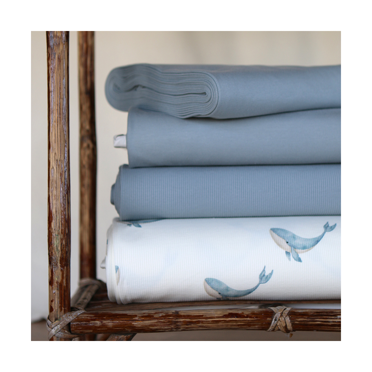 French terry bouclettes coton / sweat coloris bleu orage