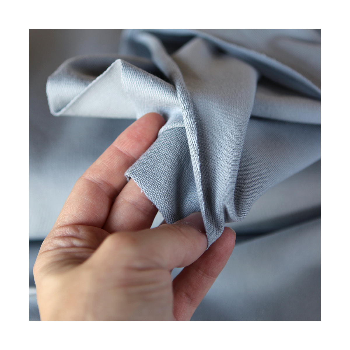 Tissu french terry sweat molleton mélange coton coloris bleu orage