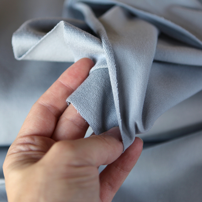 Tissu french terry sweat molleton mélange coton coloris bleu orage